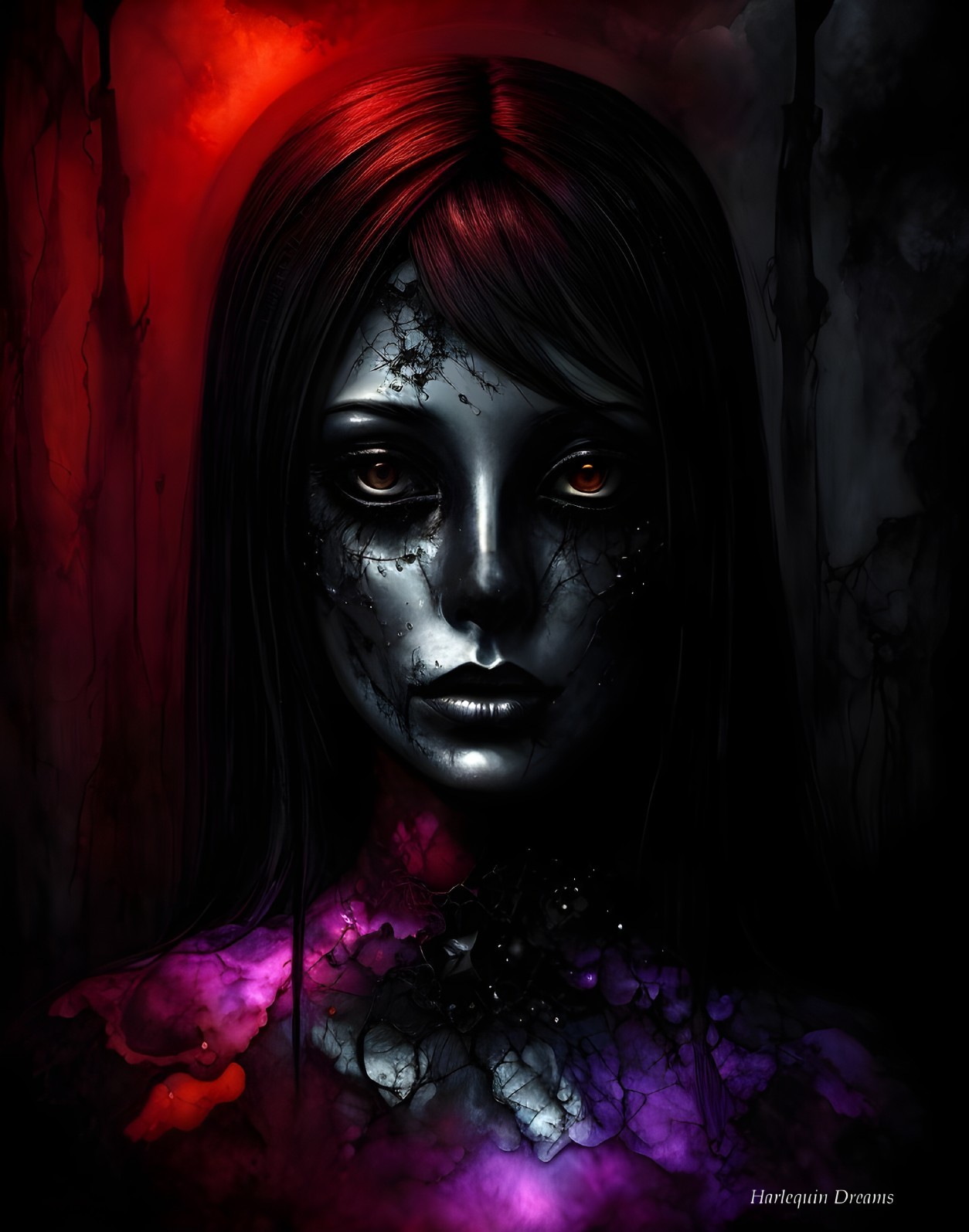 Haunting Portrait of a Woman with Ethereal Background