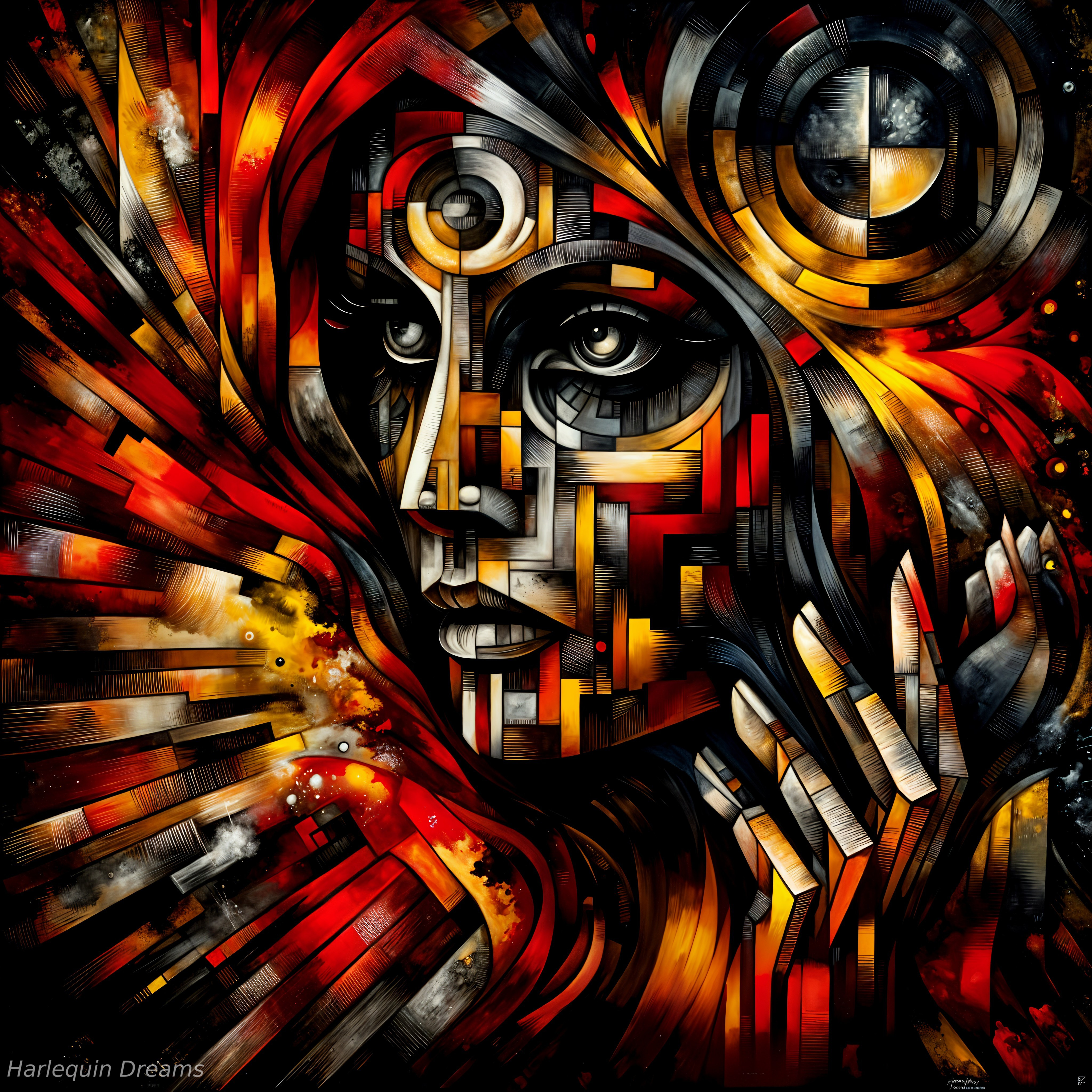 Vibrant Geometric Female Face with Bold Colors