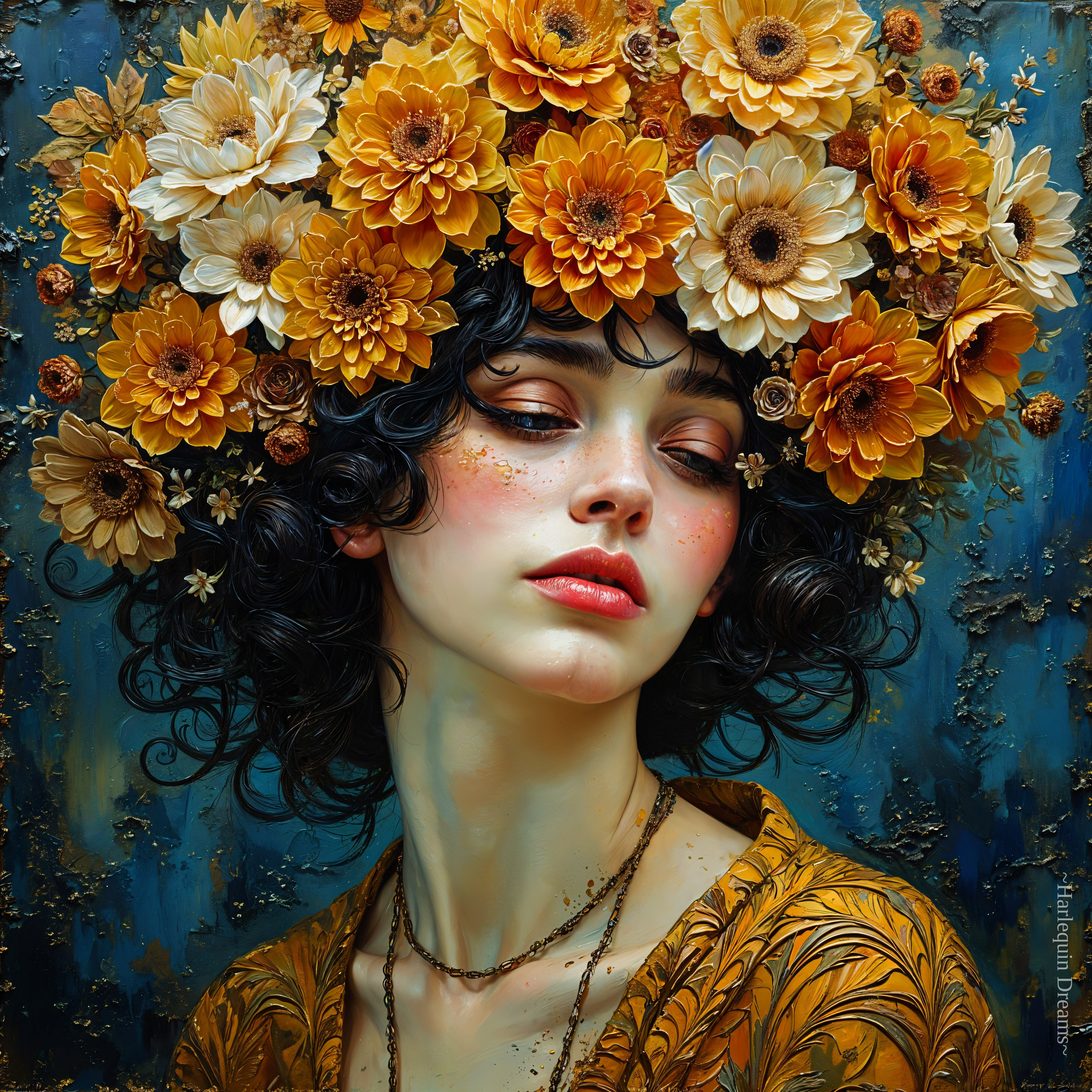Dreamy Portrait of a Woman with Floral Crown