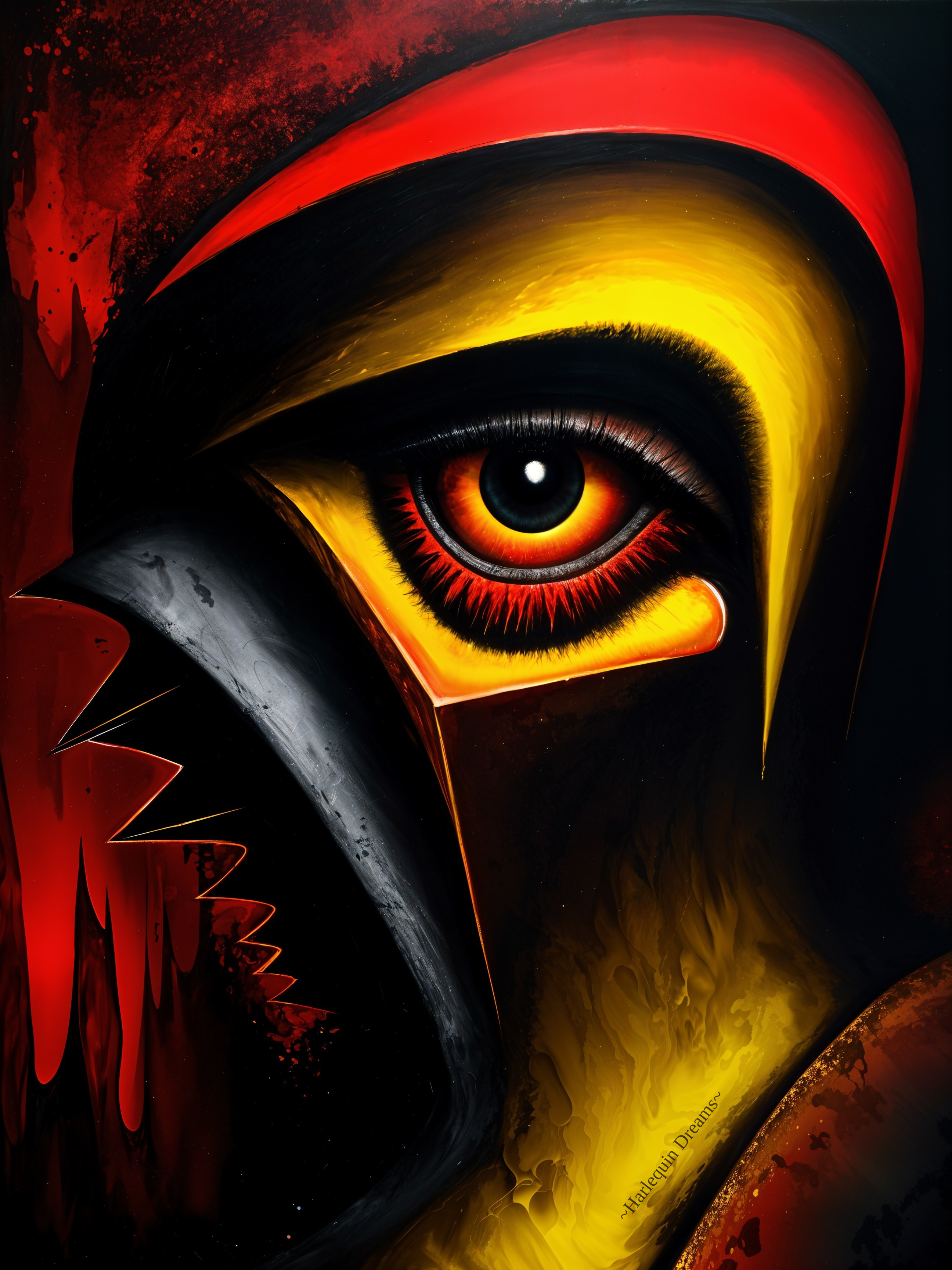 Close-up of a stylized eye in bold abstract design