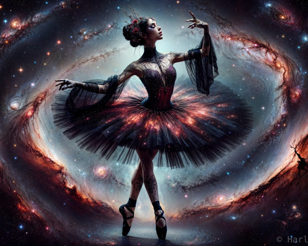 Ballerina in Cosmic Ballet with Galactic Tutu
