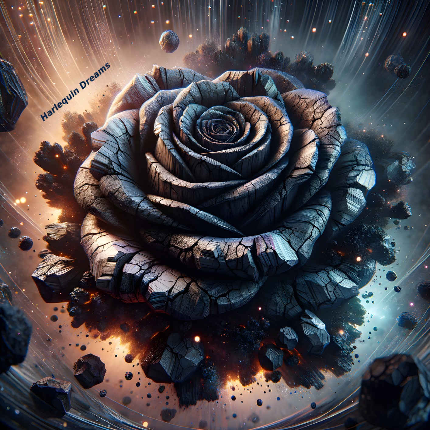 Cosmic Rose with Textured Petals and Vibrant Energy
