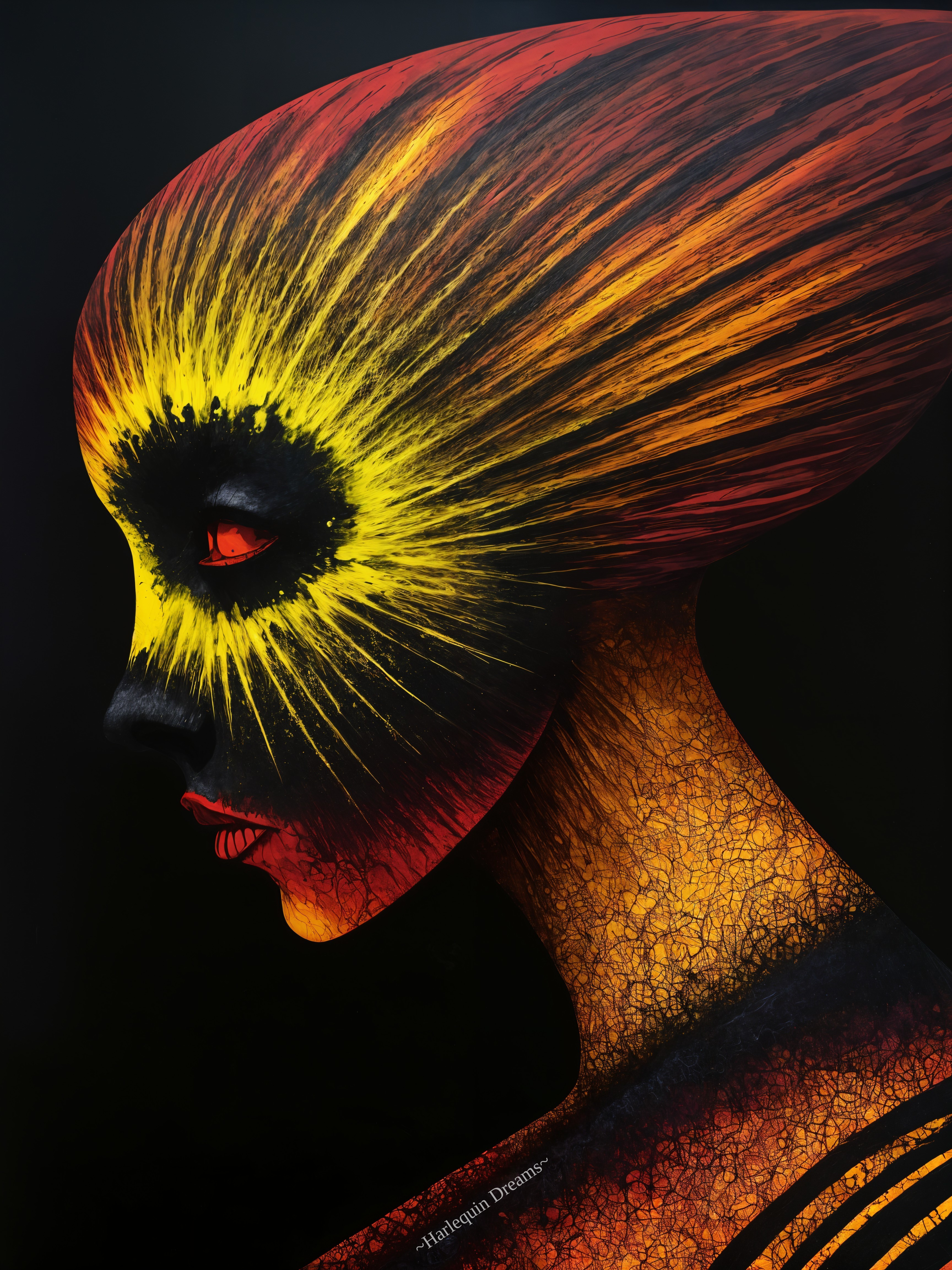 Striking Profile of a Woman with Vivid Colors