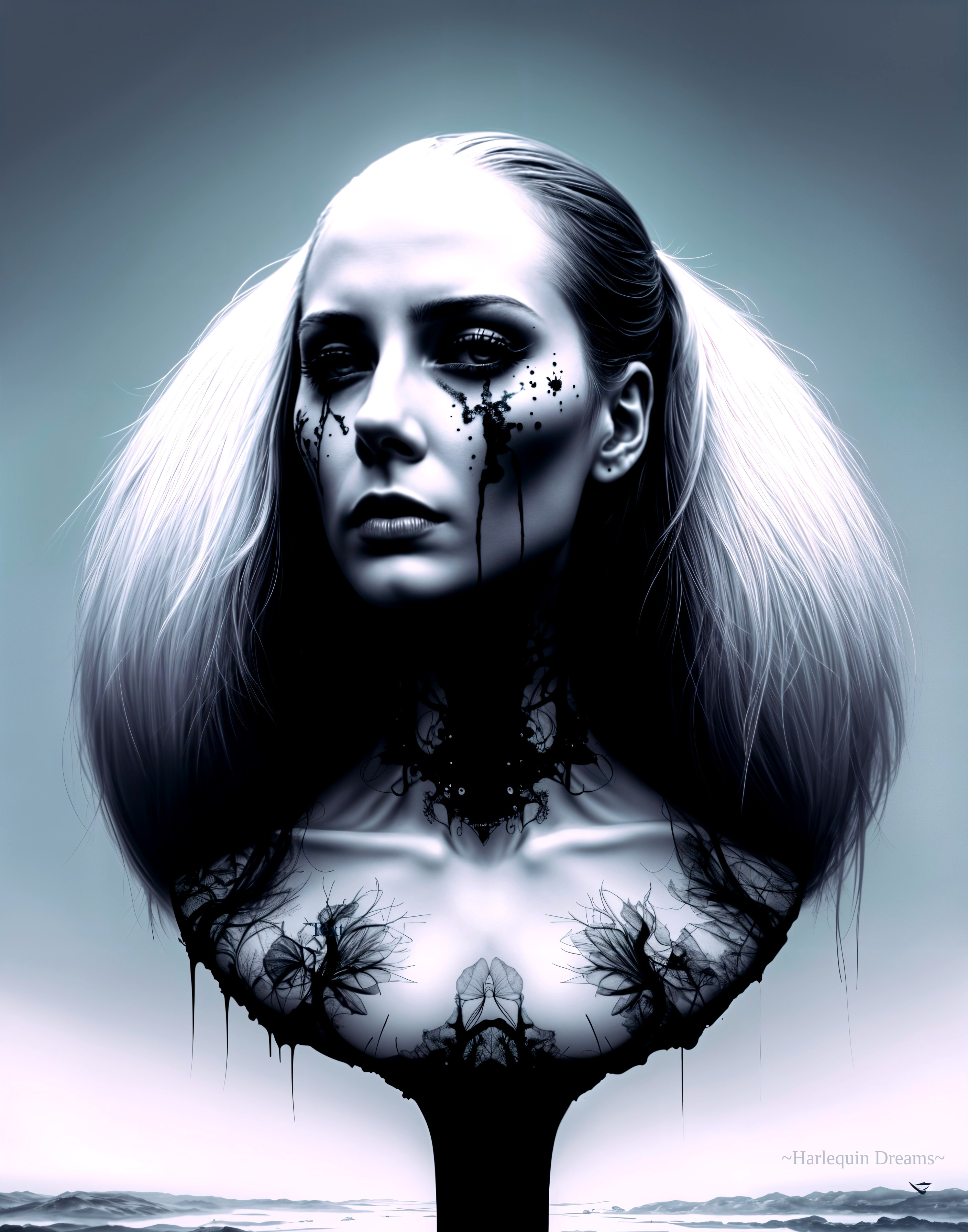 Stylized portrait of a woman with dark makeup