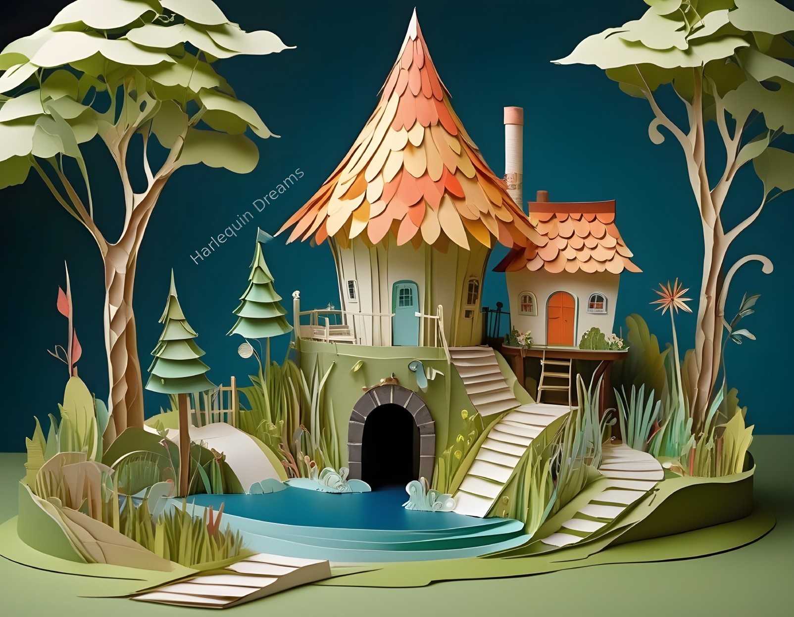 Whimsical Paper Craft Village with Charming Houses