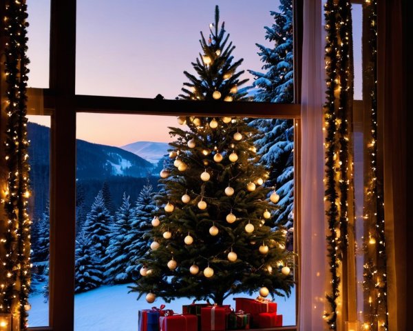 Tranquil Christmas Scene with Snowy Landscape