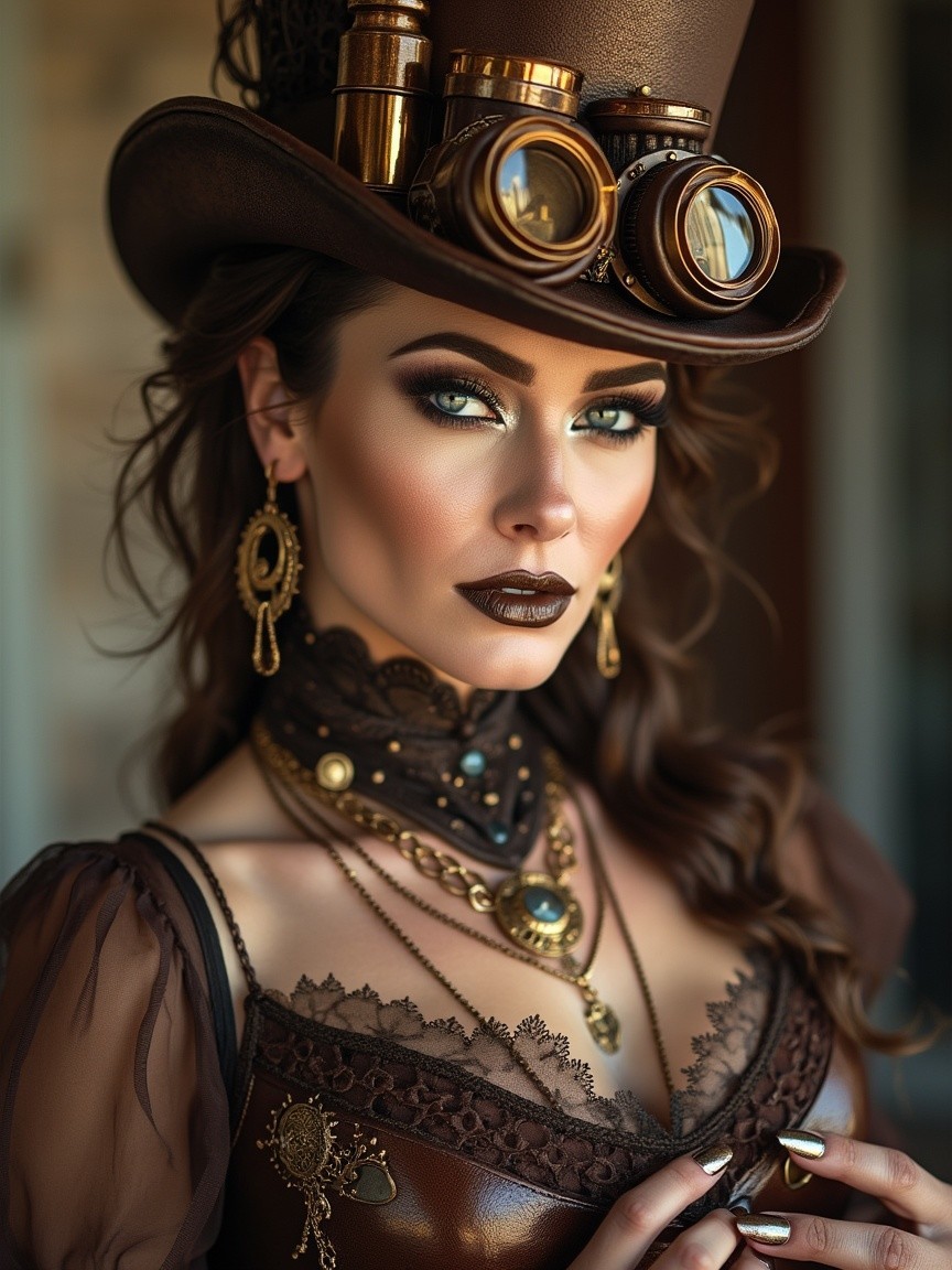 Steampunk Portrait of a Woman with Intricate Details