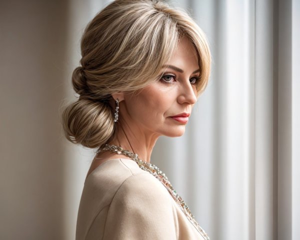Elegant Woman with Blonde Hair in Soft Light
