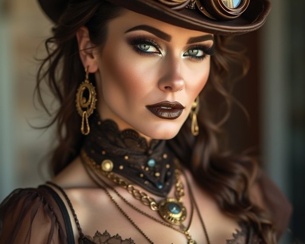 Steampunk Portrait of a Woman with Intricate Details