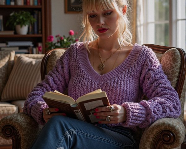 Young Woman Reading in Cozy, Bright Room