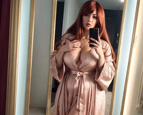 Medium Close-Up Selfie of Woman in Luxurious Setting