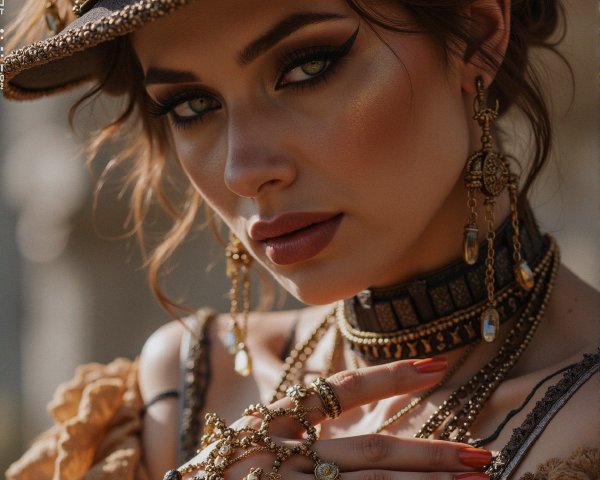 Steampunk Fashion with Intricate Accessories and Makeup
