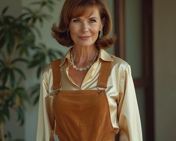 Mature Woman in Stylish Outfit with Elegant Jewelry