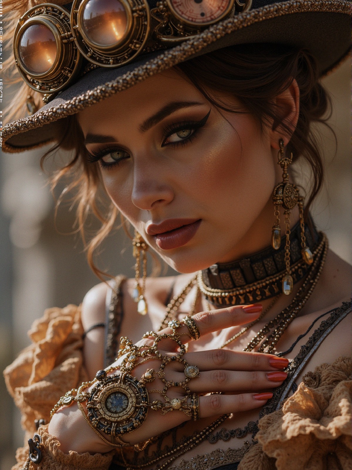 Steampunk Fashion with Intricate Accessories and Makeup