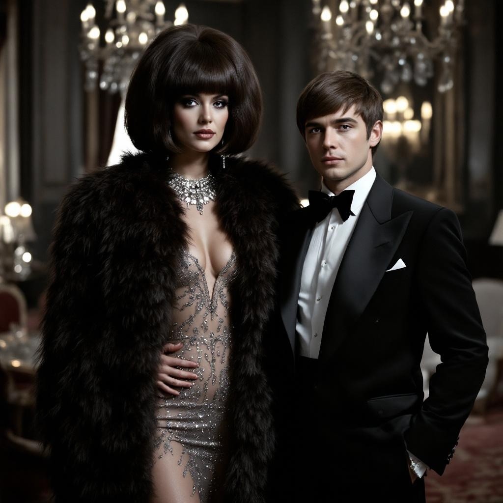 Glamorous Couple in Opulent Vintage Setting