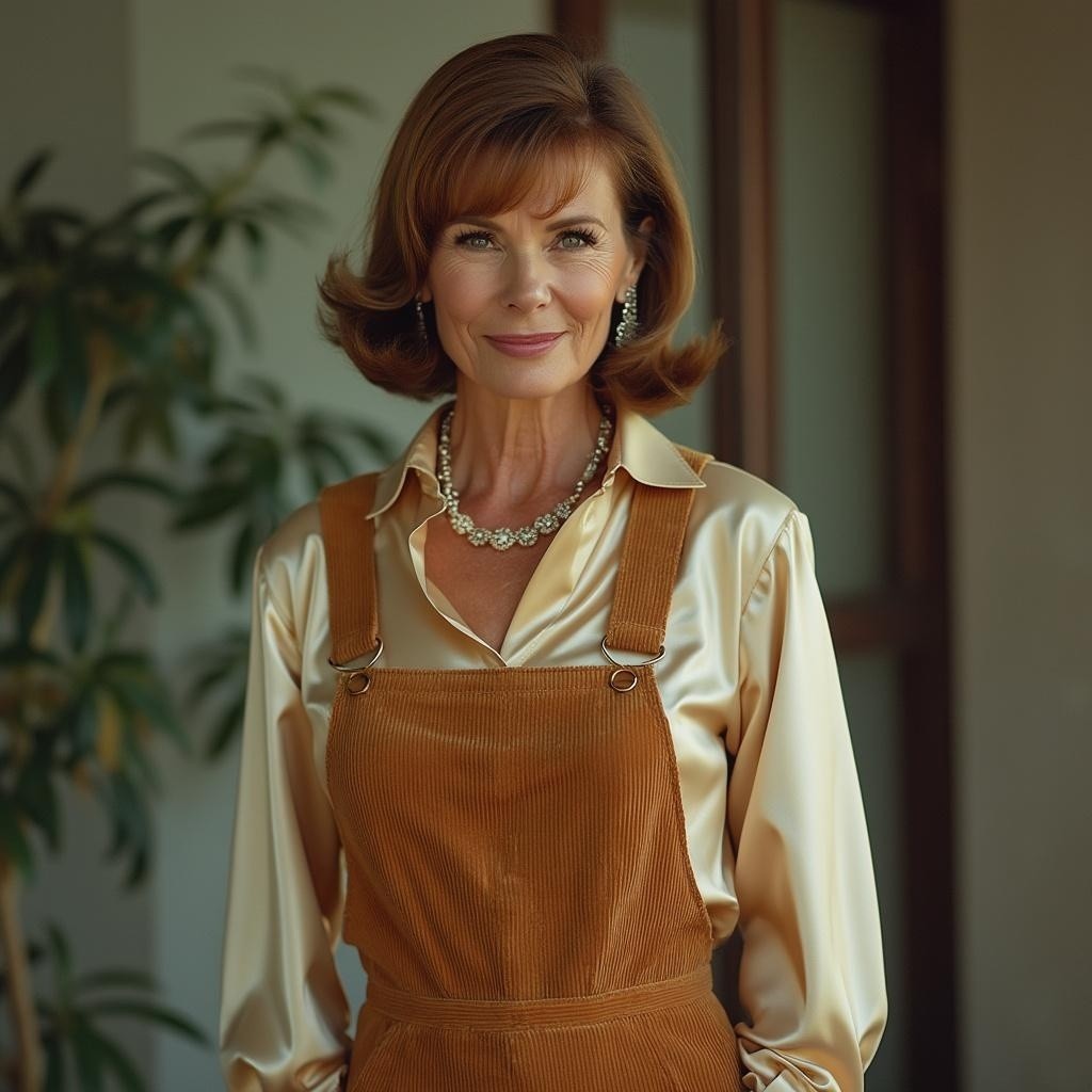 Mature Woman in Stylish Outfit with Elegant Jewelry