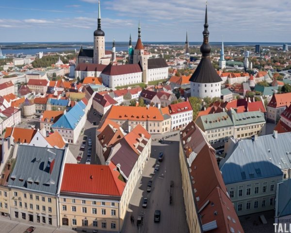Panoramic View of Historic City with Colorful Rooftops