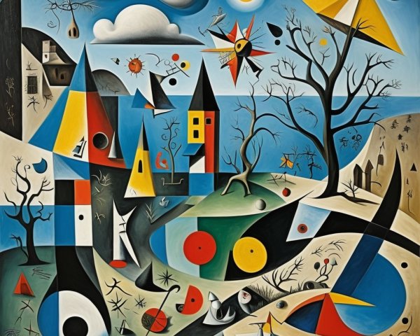 Abstract Surrealist Landscape with Vibrant Colors