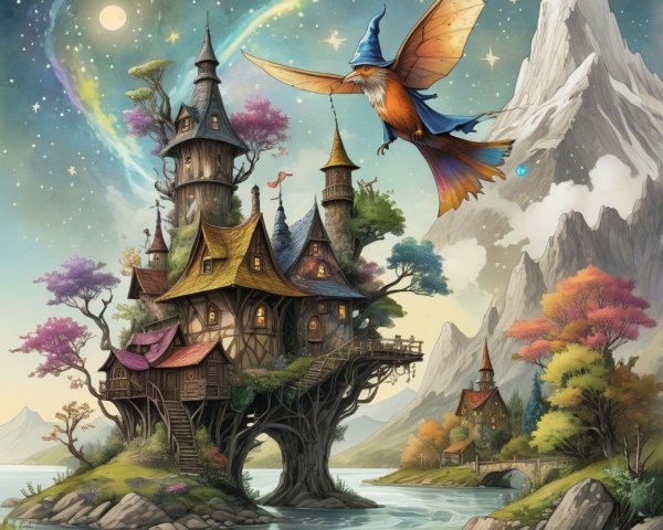 Enchanted Castle in a Whimsical Fairy-Tale Landscape