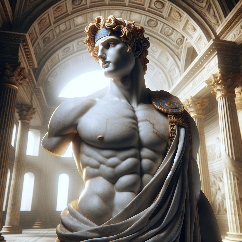 Classical Marble Statue in Grand Architectural Setting