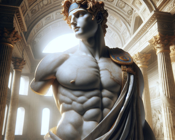 Classical Marble Statue in Grand Architectural Setting