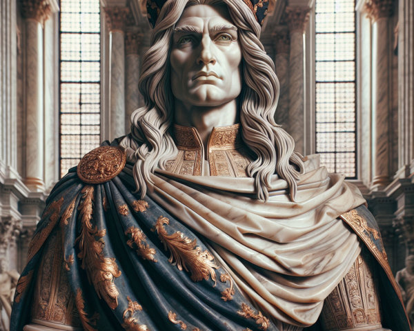Grand Statue of Regal Figure with Detailed Armor