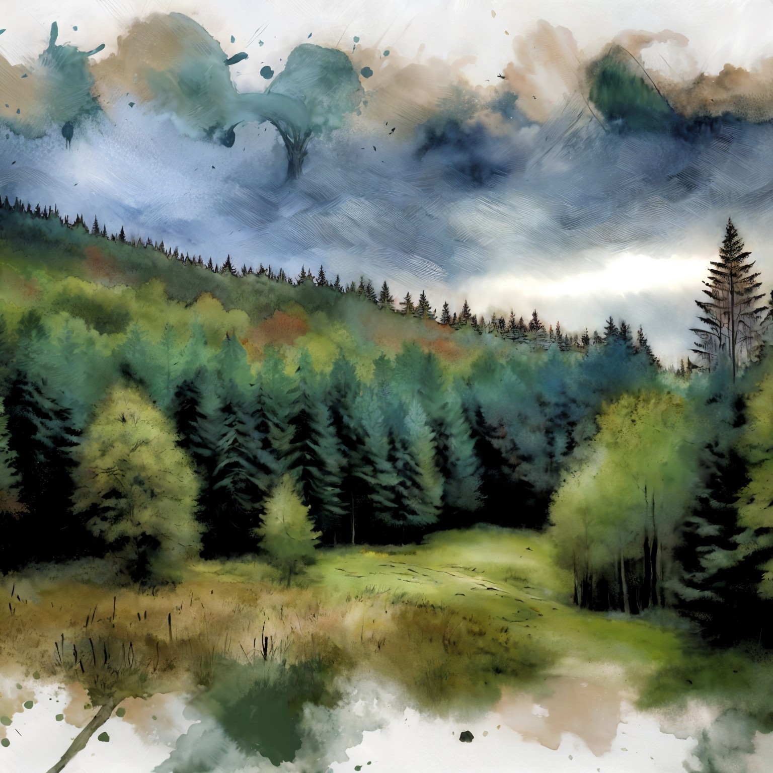 Serene Forest Landscape with Autumn Colors