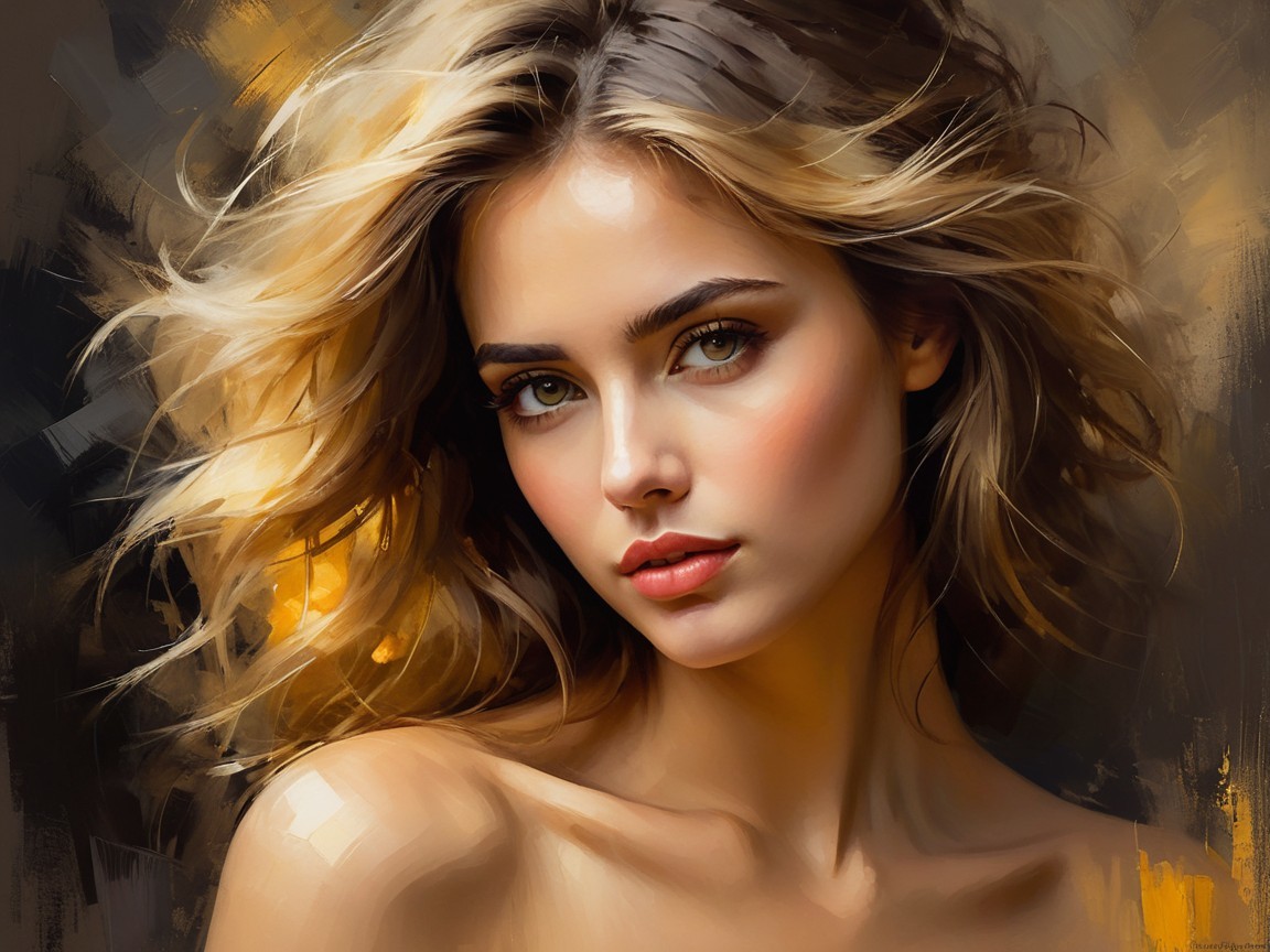 Portrait of a woman with blonde hair and glowing skin
