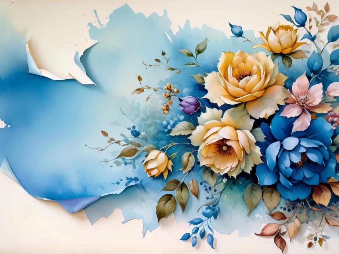 Vibrant Floral Arrangement with Golden and Blue Roses