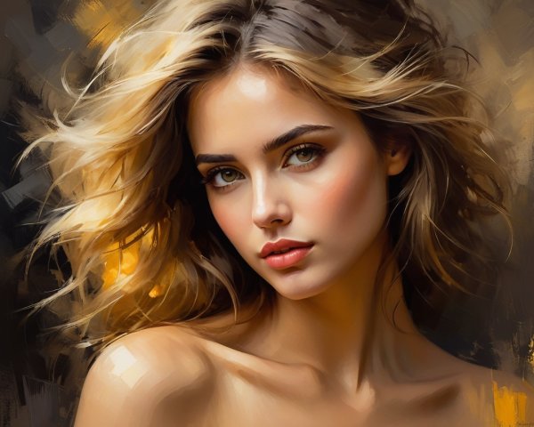 Portrait of a woman with blonde hair and glowing skin
