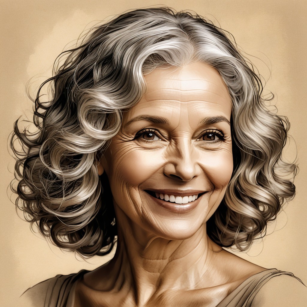 Elderly Woman with Gray Hair and Warm Smile