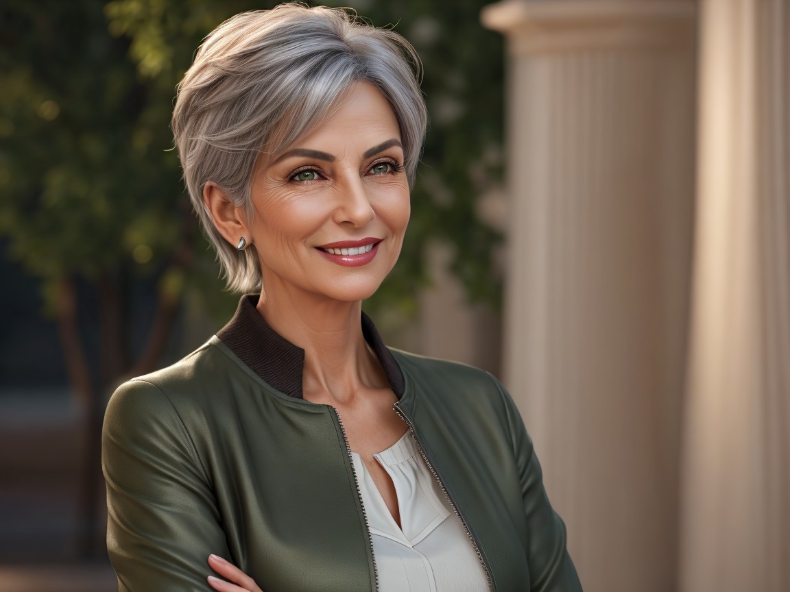Confident Middle-Aged Woman in Stylish Attire