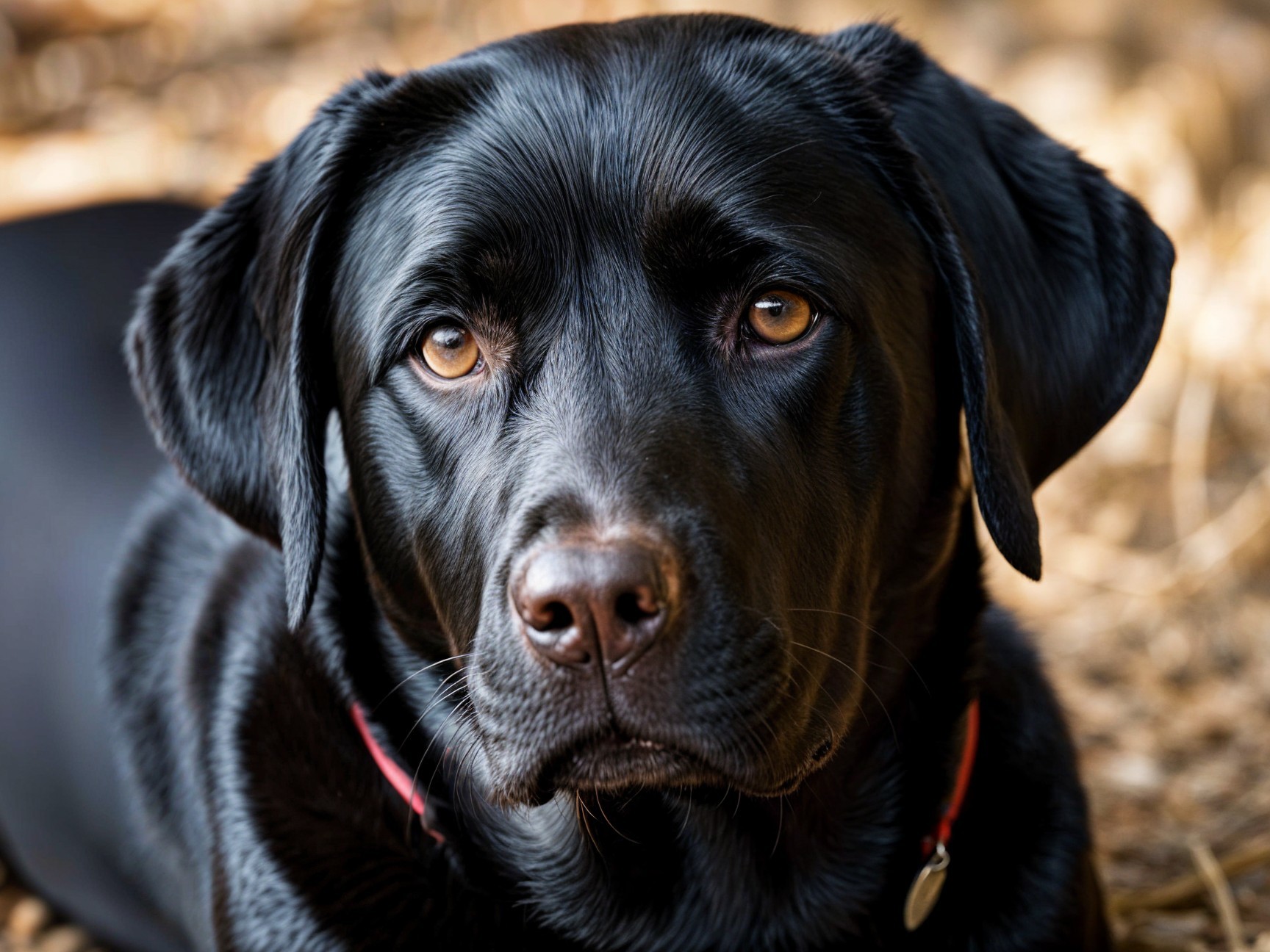 Close-Up of a Black Labrador with Brown Eyes