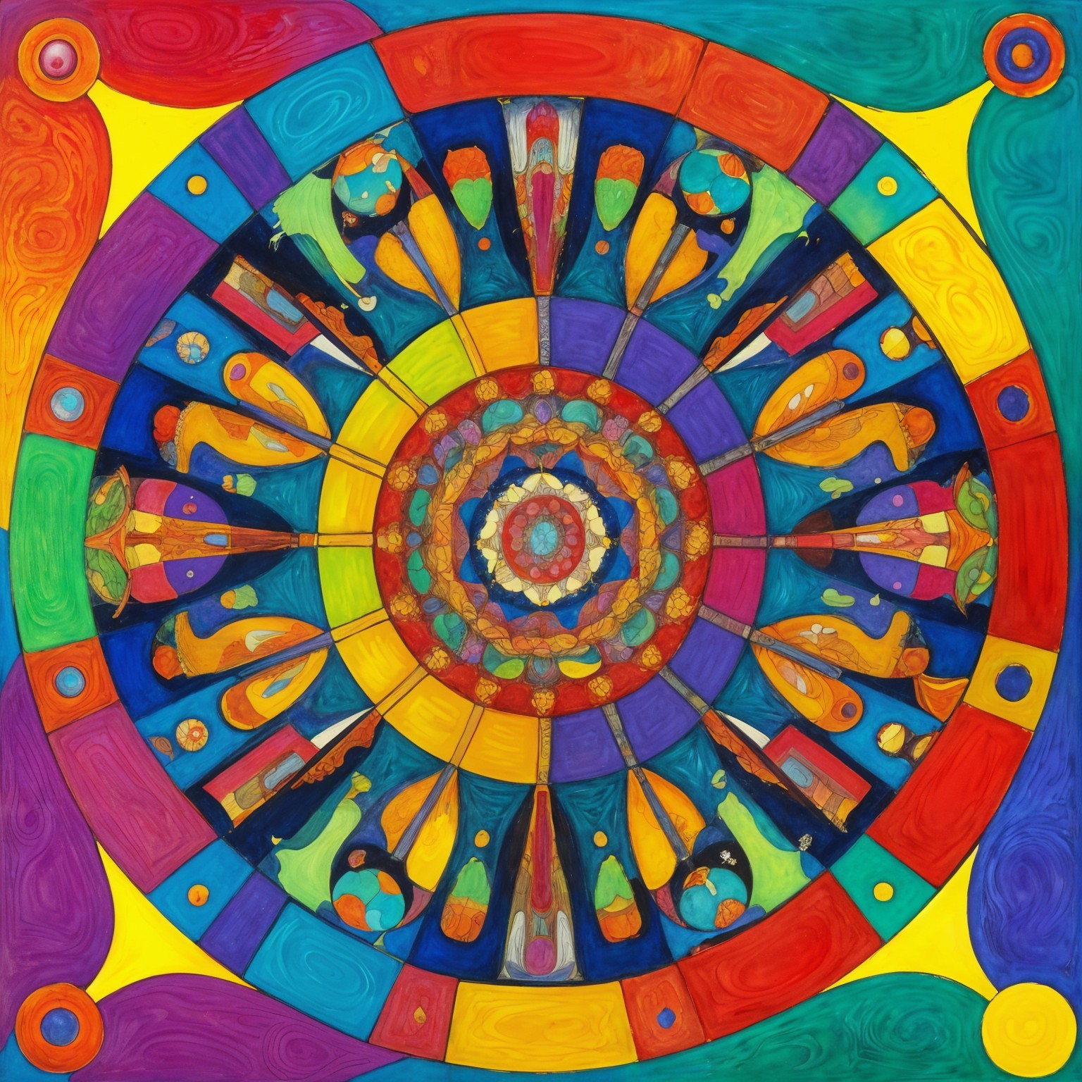 Vibrant Mandala with Colorful Geometric Patterns
