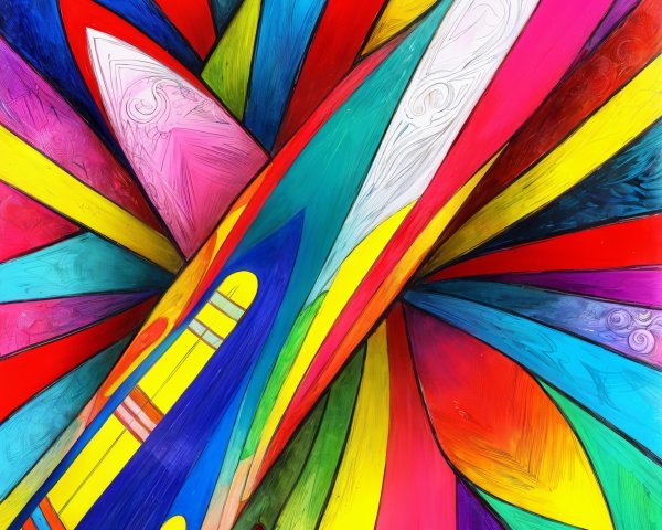 Abstract Composition of Vibrant Surfboards and Colors