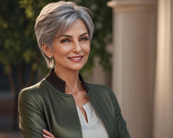 Confident Middle-Aged Woman in Stylish Attire