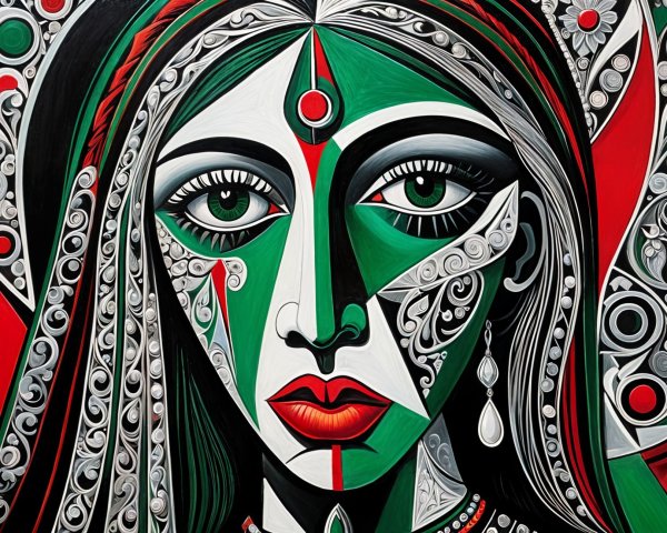 Portrait of a Woman with Bold Colors and Patterns