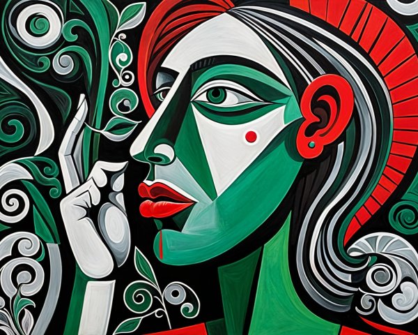 Abstract Portrait of a Woman in Bold Colors