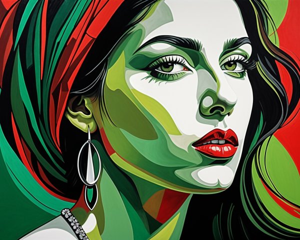 Bold Portrait of a Woman with Colorful Features