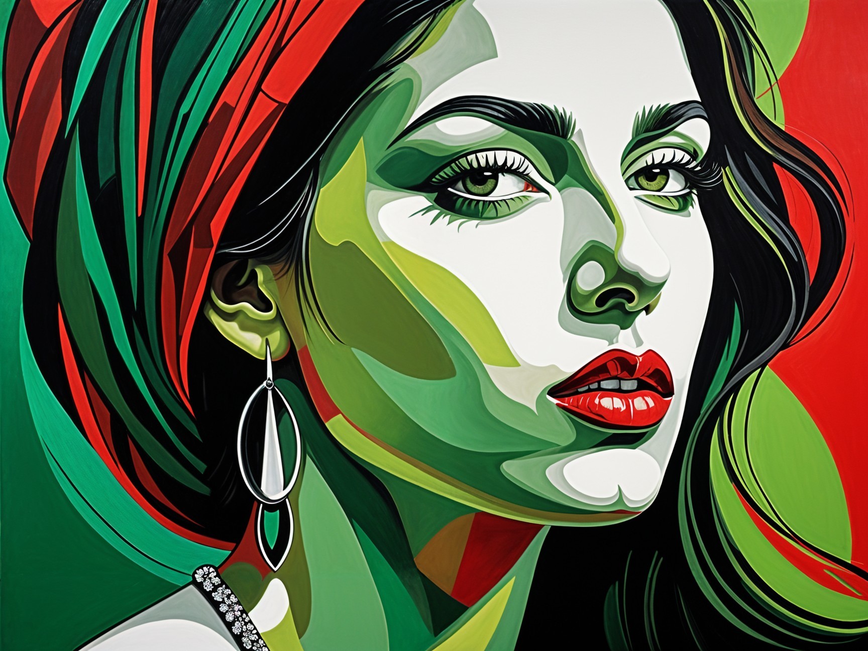 Bold Portrait of a Woman with Colorful Features