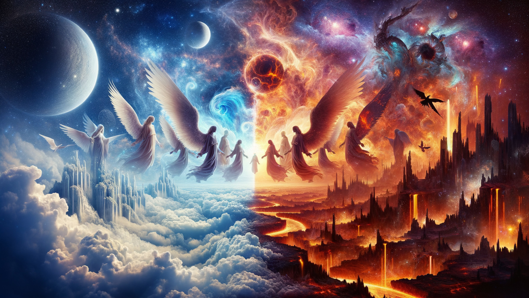 Contrasting Cosmic Realms of Light and Darkness