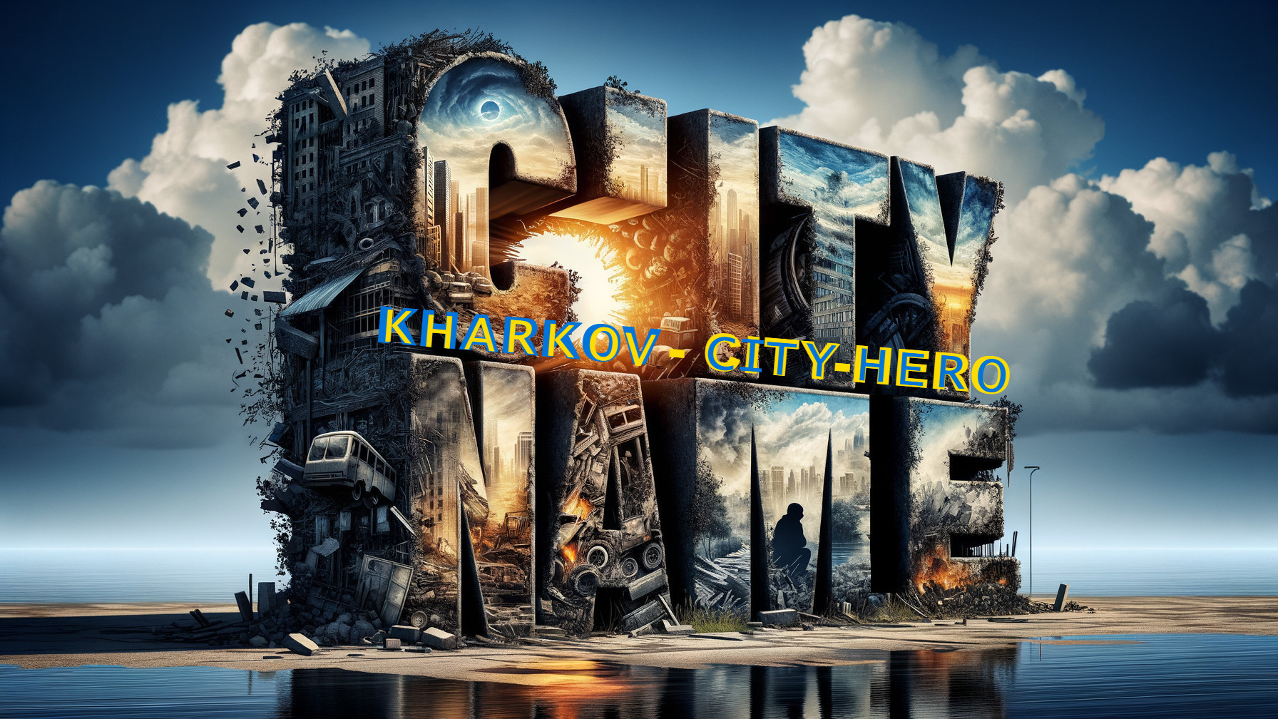 Urban Landscape with Typography and City Resilience