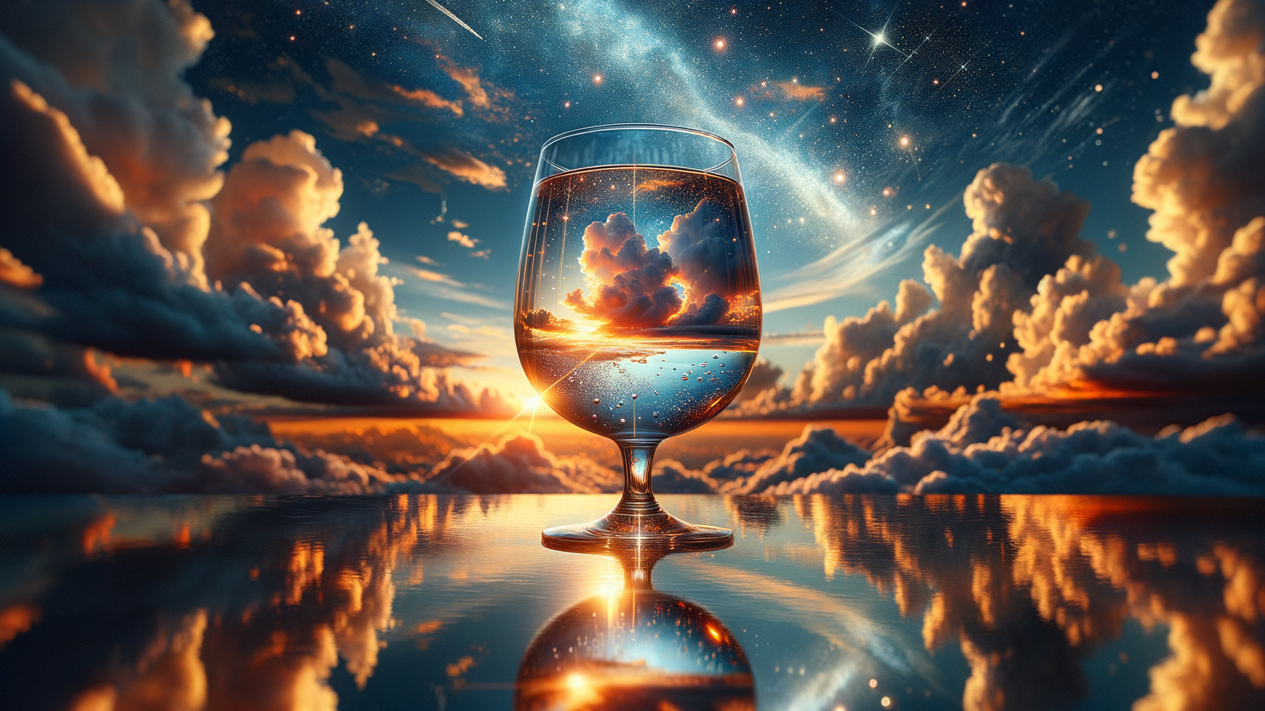 Sunset Reflections in a Glass of Water...
