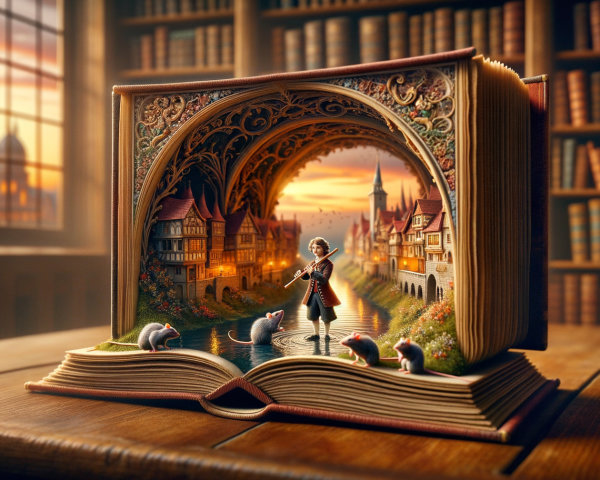 Whimsical Pop-Up Book Scene with Boy and Animals