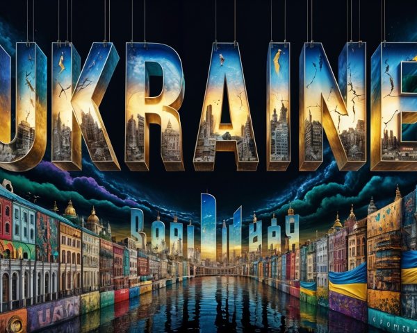 Vibrant Artistic Representation of Ukraine's Skyline