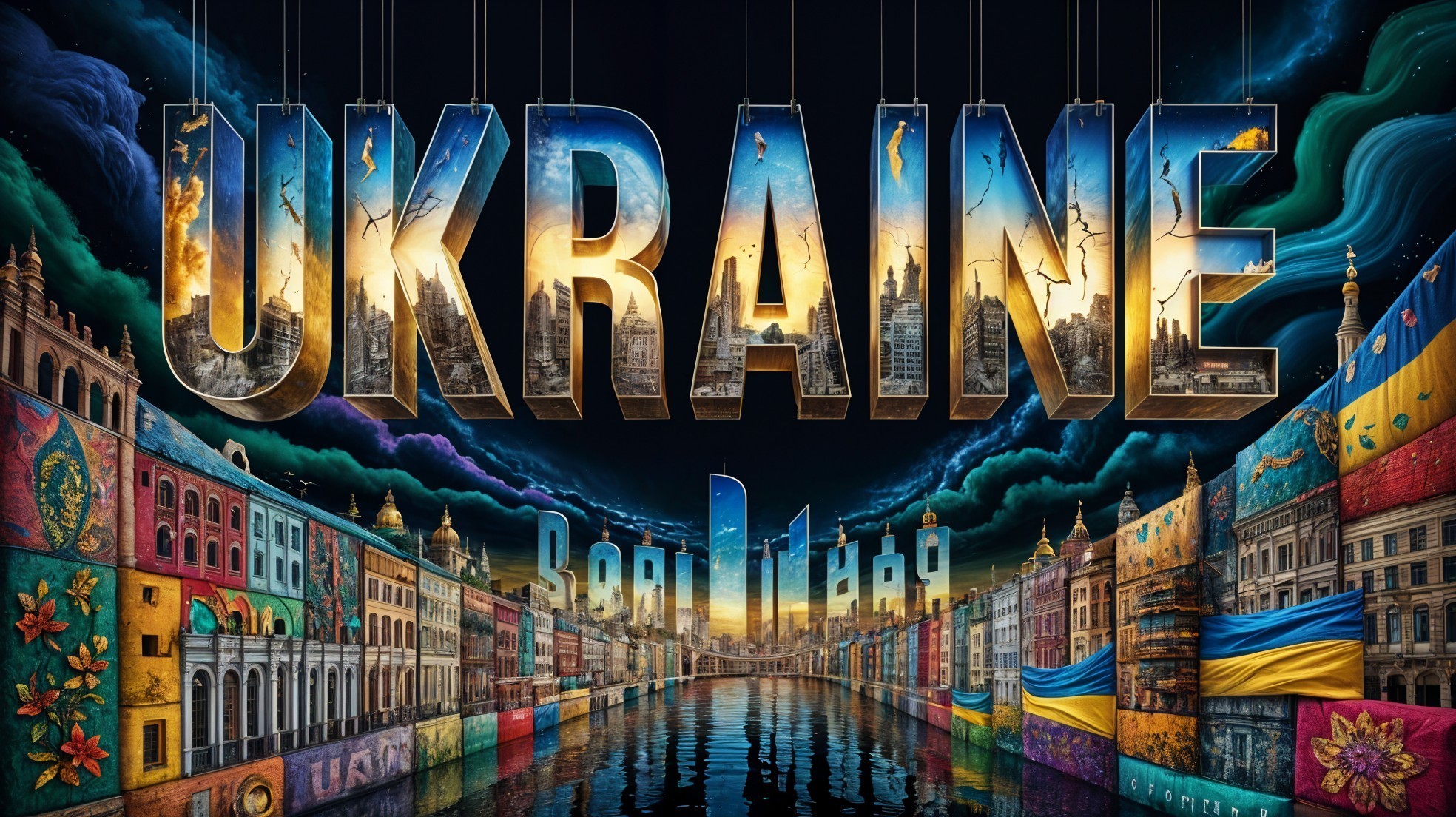Vibrant Artistic Representation of Ukraine's Skyline