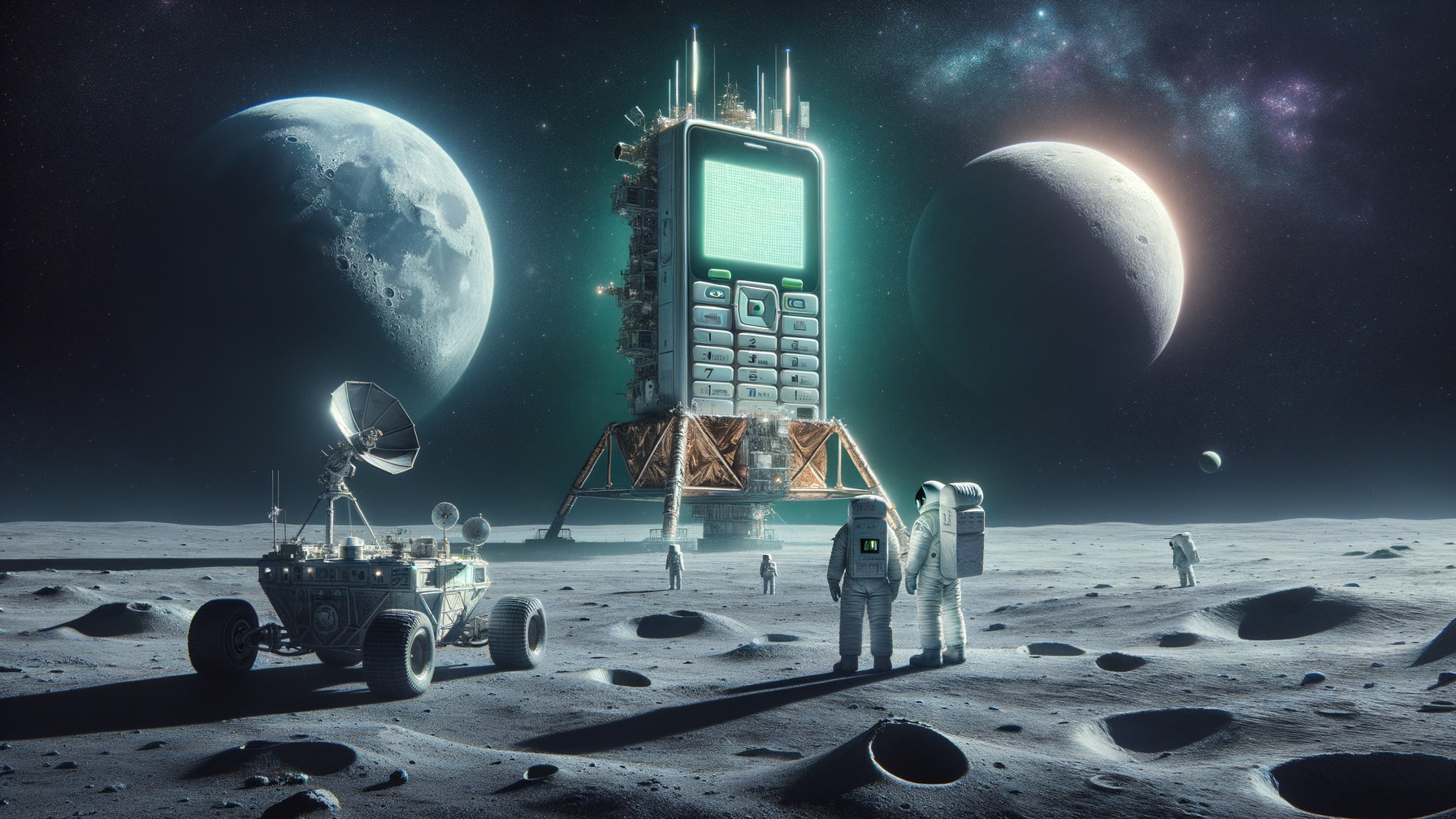 Astronauts Explore Futuristic Lunar Base with Rover