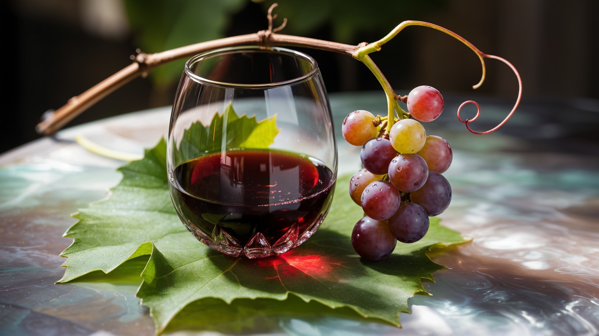 Elegant Still Life of Red Wine and Grapes