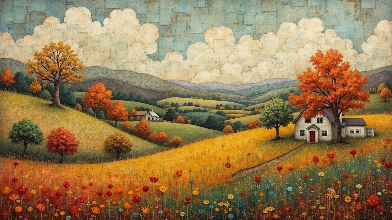 Vibrant Autumn Landscape with Rolling Hills and Foliage