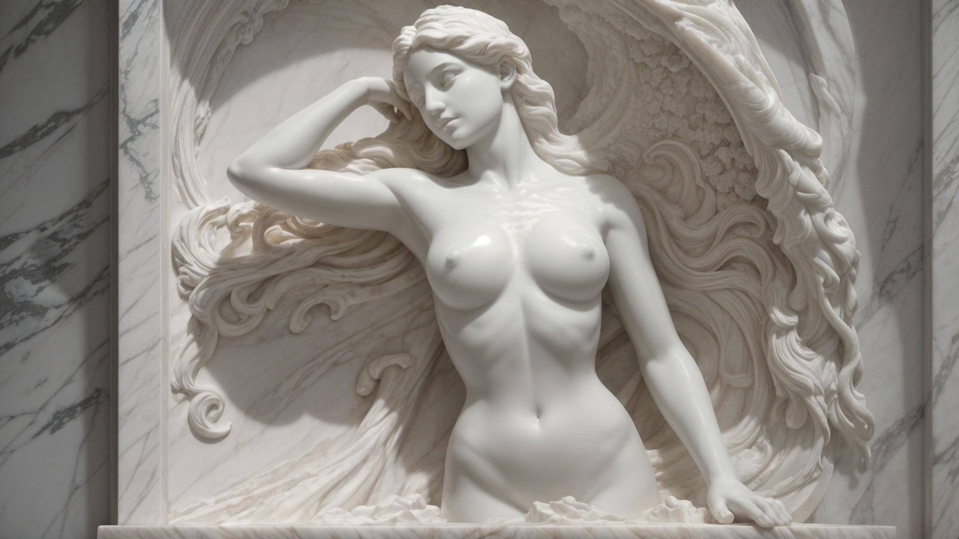 Marble Sculpture of a Woman in Graceful Pose